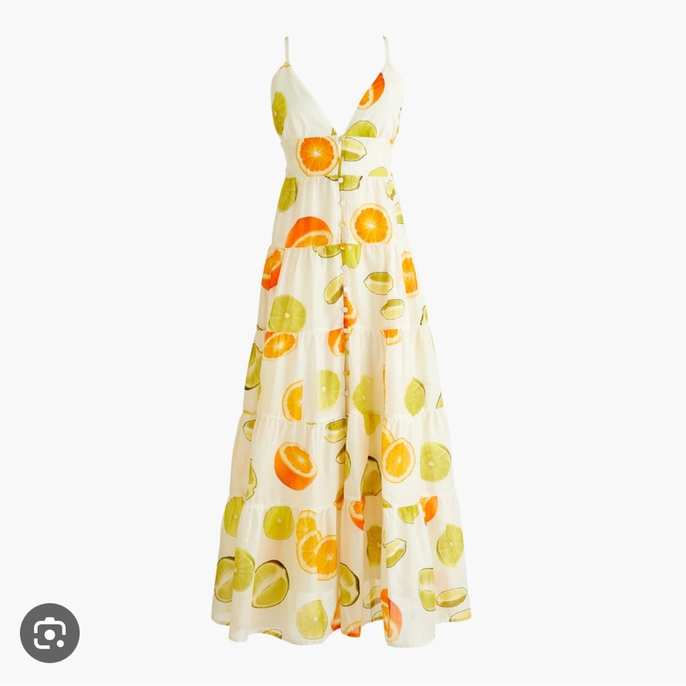 J Crew x Edie Parker Maxi Citrus Print Dress